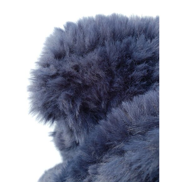 Love Token Faux Fur Vest Womens S Indigo Blue Sleeveless Jacket Groovy Long Wrap - Picture 3 of 11